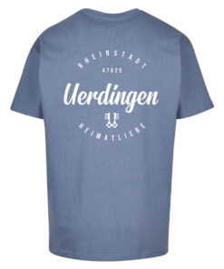 T-Shirt "Rheinstadt x Heimatliebe" Indigo Blau Oversized Heimatstoff Uerdingen Rückseite