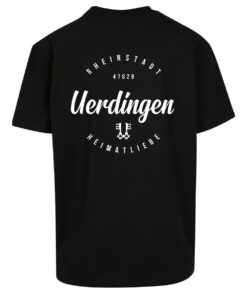 T-Shirt "Rheinstadt x Heimatliebe" Schwarz Oversized Heimatstoff Uerdingen Rückseite