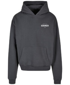 Hoodie "Städtche am Rhien" Dunkelgrau Unisex Oversized Vorderseite